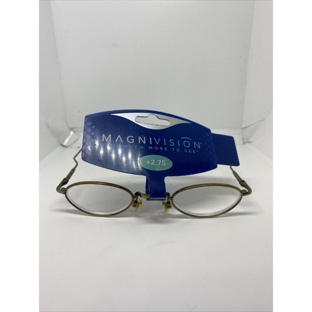 Magnivision Reading Eyeglasses Metal Frame +2.75 Lightweight Brown Readers